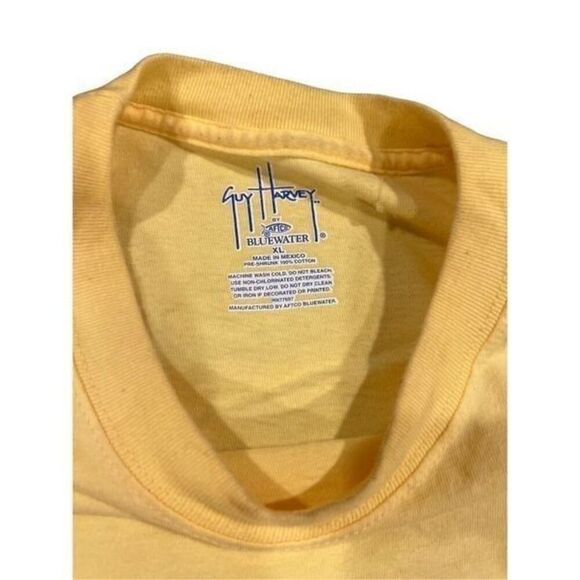 Vintage Guy Harvey Marlin Boat blue-Print Yellow Tee - Picture 8 of 8